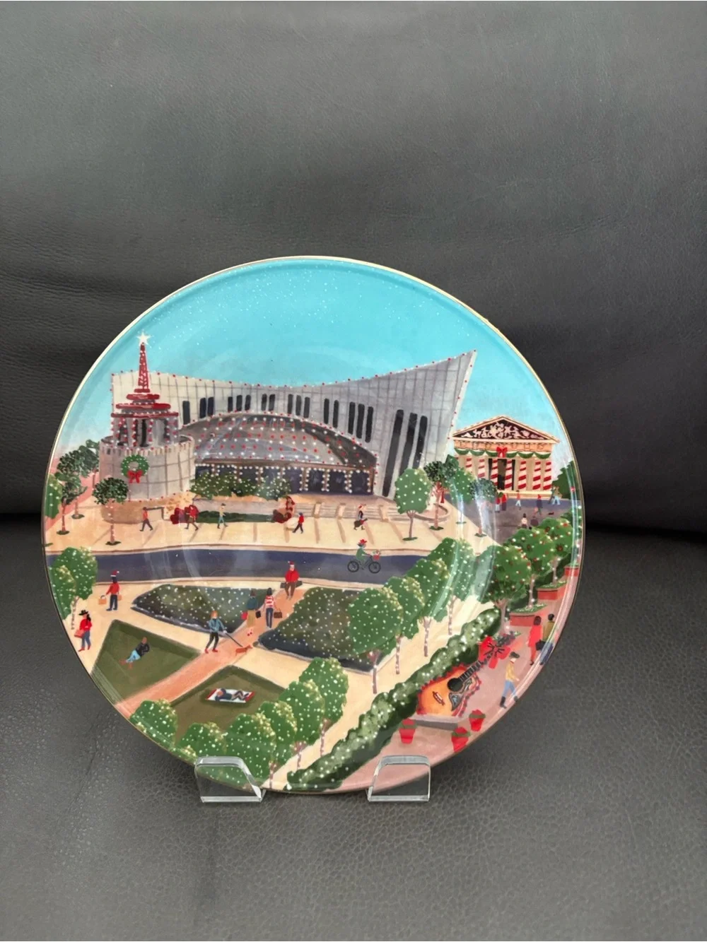 Anthropologie Decorative Holiday Cityscape Christmas Plate - Nashville